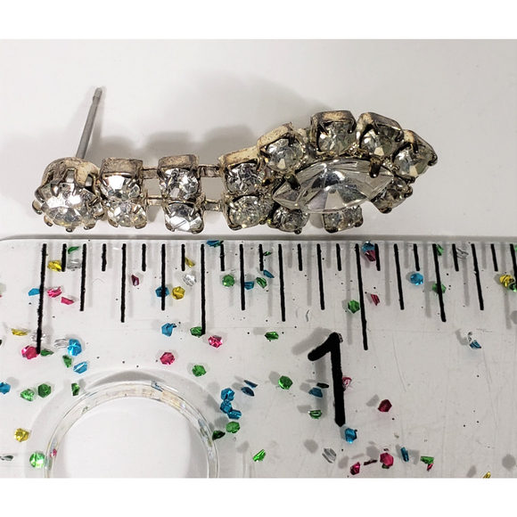 Vintage Crystal Earrings Marquis Focal Dangle 1.25 Inch Post Formal Party Bling - Picture 6 of 6